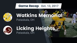 Recap: Watkins Memorial  vs. Licking Heights  2017
