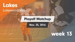 Matchup: Lakes  vs. week 13 2016