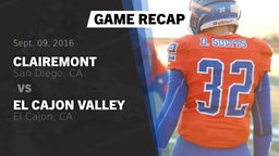 Recap: Clairemont  vs. El Cajon Valley  2016