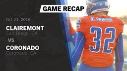 Recap: Clairemont  vs. Coronado  2016