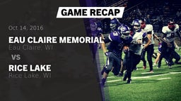 Recap: Eau Claire Memorial  vs. Rice Lake  2016