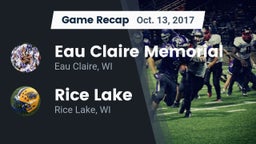 Recap: Eau Claire Memorial  vs. Rice Lake  2017