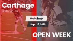 Matchup: Carthage  vs. OPEN WEEK 2020