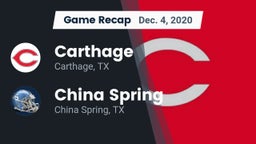 Recap: Carthage  vs. China Spring  2020
