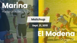 Matchup: Marina  vs. El Modena  2018
