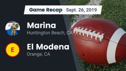 Recap: Marina  vs. El Modena  2019