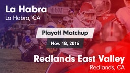 Matchup: La Habra  vs. Redlands East Valley  2016