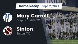 Recap: Mary Carroll  vs. Sinton  2021