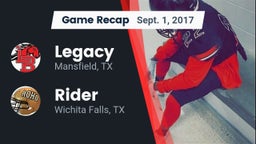 Recap: Legacy  vs. Rider  2017