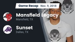 Recap: Mansfield Legacy  vs. Sunset  2018