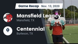 Recap: Mansfield Legacy  vs. Centennial  2020