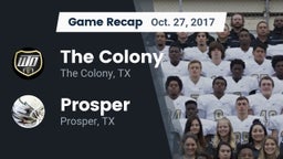 Recap: The Colony  vs. Prosper  2017