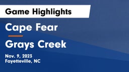 Cape Fear  vs Grays Creek  Game Highlights - Nov. 9, 2023