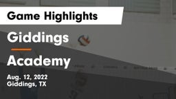 Giddings  vs Academy  Game Highlights - Aug. 12, 2022
