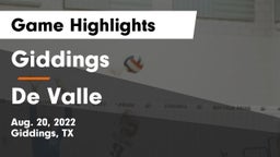 Giddings  vs De Valle Game Highlights - Aug. 20, 2022