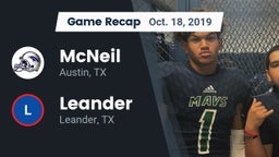 Recap: McNeil  vs. Leander  2019