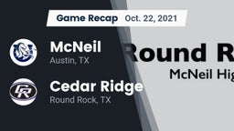 Recap: McNeil  vs. Cedar Ridge  2021