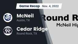 Recap: McNeil  vs. Cedar Ridge  2022