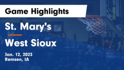 St. Mary's  vs West Sioux  Game Highlights - Jan. 12, 2023