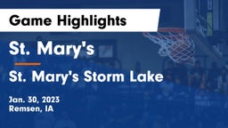 St. Mary's  vs St. Mary's Storm Lake Game Highlights - Jan. 30, 2023