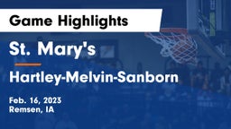 St. Mary's  vs Hartley-Melvin-Sanborn  Game Highlights - Feb. 16, 2023