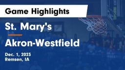 St. Mary's  vs Akron-Westfield  Game Highlights - Dec. 1, 2023