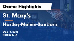 St. Mary's  vs Hartley-Melvin-Sanborn  Game Highlights - Dec. 8, 2023