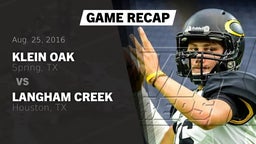 Recap: Klein Oak  vs. Langham Creek  2016