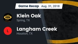 Recap: Klein Oak  vs. Langham Creek  2018