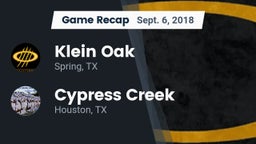 Recap: Klein Oak  vs. Cypress Creek  2018