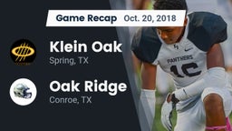 Recap: Klein Oak  vs. Oak Ridge  2018