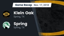 Recap: Klein Oak  vs. Spring  2018