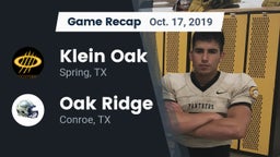 Recap: Klein Oak  vs. Oak Ridge  2019