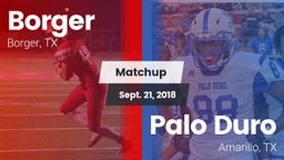Matchup: Borger  vs. Palo Duro  2018