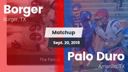 Matchup: Borger  vs. Palo Duro  2019