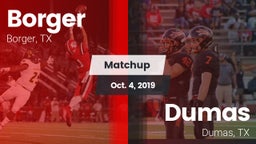 Matchup: Borger  vs. Dumas  2019