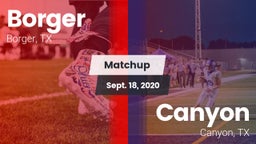 Matchup: Borger  vs. Canyon  2020