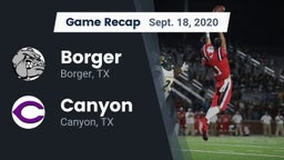 Recap: Borger  vs. Canyon  2020
