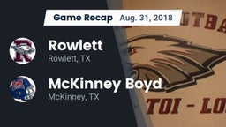 Recap: Rowlett  vs. McKinney Boyd  2018