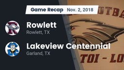Recap: Rowlett  vs. Lakeview Centennial  2018