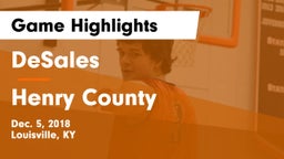 DeSales  vs Henry County  Game Highlights - Dec. 5, 2018