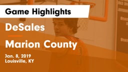DeSales  vs Marion County Game Highlights - Jan. 8, 2019