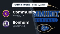 Recap: Community  vs. Bonham  2018
