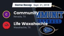 Recap: Community  vs. Life Waxahachie  2018