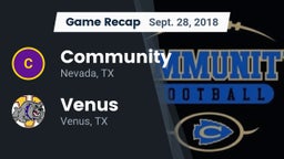 Recap: Community  vs. Venus  2018