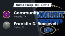 Recap: Community  vs. Franklin D. Roosevelt  2018