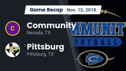 Recap: Community  vs. Pittsburg  2018