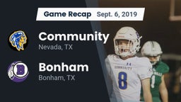 Recap: Community  vs. Bonham  2019