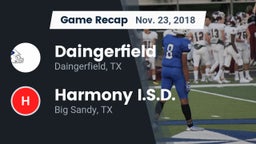 Recap: Daingerfield  vs. Harmony I.S.D. 2018