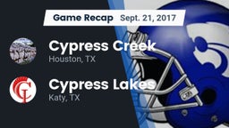 Recap: Cypress Creek  vs. Cypress Lakes  2017